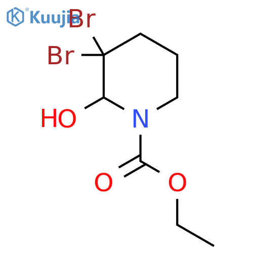 Ethyl 3,3-dibromo-2-hydroxypiperidine-1-carboxylate structure