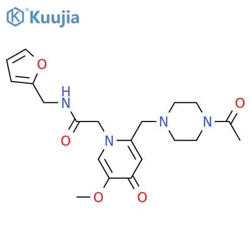 2-{2-(4-acetylpiperazin-1-yl)methyl-5-methoxy-4-oxo-1,4-dihydropyridin-1-yl}-N-(furan-2-yl)methylacetamide structure