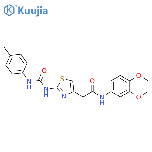 N-(3,4-dimethoxyphenyl)-2-(2-{(4-methylphenyl)carbamoylamino}-1,3-thiazol-4-yl)acetamide structure