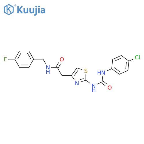 2-(2-{(4-chlorophenyl)carbamoylamino}-1,3-thiazol-4-yl)-N-(4-fluorophenyl)methylacetamide structure