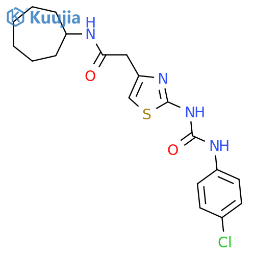 2-(2-{(4-chlorophenyl)carbamoylamino}-1,3-thiazol-4-yl)-N-cycloheptylacetamide structure