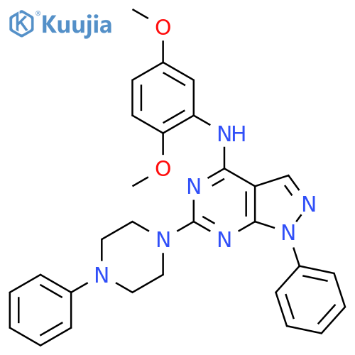 N-(2,5-dimethoxyphenyl)-1-phenyl-6-(4-phenylpiperazin-1-yl)-1H-pyrazolo3,4-dpyrimidin-4-amine structure