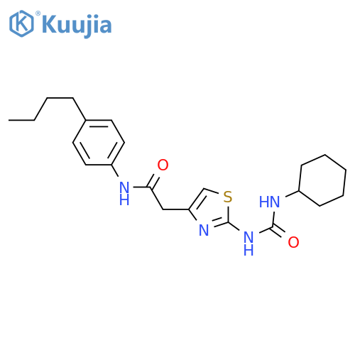 N-(4-butylphenyl)-2-{2-(cyclohexylcarbamoyl)amino-1,3-thiazol-4-yl}acetamide structure