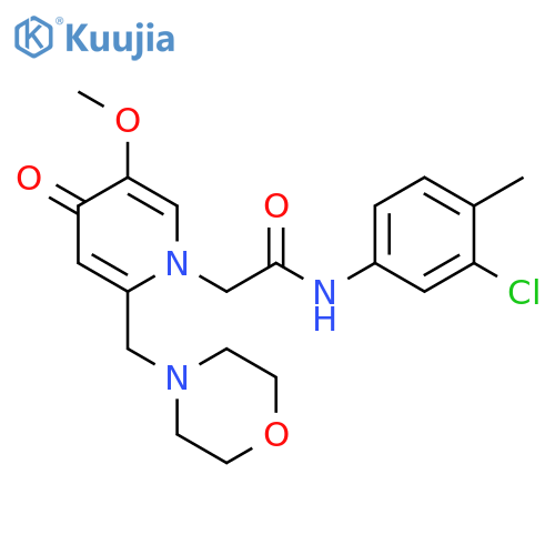 N-(3-chloro-4-methylphenyl)-2-{5-methoxy-2-(morpholin-4-yl)methyl-4-oxo-1,4-dihydropyridin-1-yl}acetamide structure