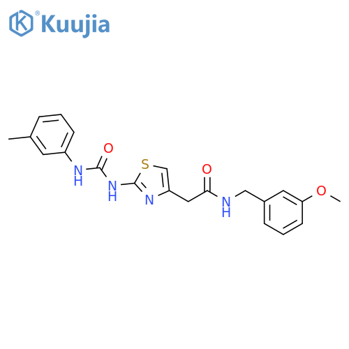 N-(3-methoxyphenyl)methyl-2-(2-{(3-methylphenyl)carbamoylamino}-1,3-thiazol-4-yl)acetamide structure