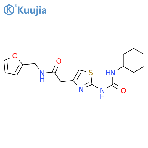 2-{2-(cyclohexylcarbamoyl)amino-1,3-thiazol-4-yl}-N-(furan-2-yl)methylacetamide structure