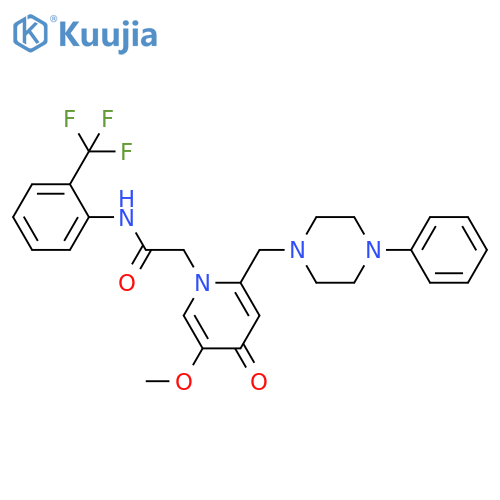 2-{5-methoxy-4-oxo-2-(4-phenylpiperazin-1-yl)methyl-1,4-dihydropyridin-1-yl}-N-2-(trifluoromethyl)phenylacetamide structure