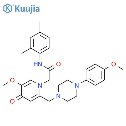 N-(2,4-dimethylphenyl)-2-(5-methoxy-2-{4-(4-methoxyphenyl)piperazin-1-ylmethyl}-4-oxo-1,4-dihydropyridin-1-yl)acetamide structure