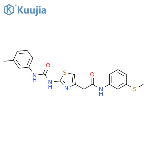 2-(2-{(3-methylphenyl)carbamoylamino}-1,3-thiazol-4-yl)-N-3-(methylsulfanyl)phenylacetamide structure