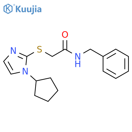 N-benzyl-2-(1-cyclopentyl-1H-imidazol-2-yl)sulfanylacetamide structure