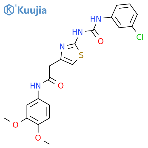 2-(2-{(3-chlorophenyl)carbamoylamino}-1,3-thiazol-4-yl)-N-(3,4-dimethoxyphenyl)acetamide structure