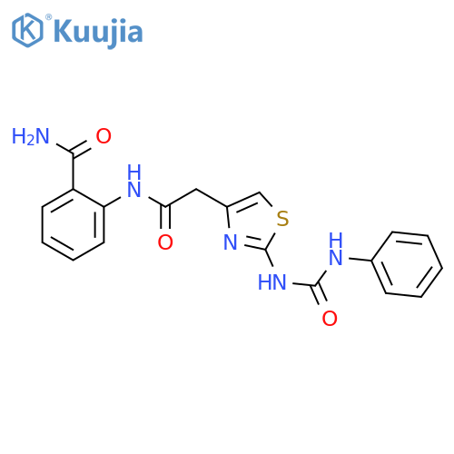 2-(2-{2-(phenylcarbamoyl)amino-1,3-thiazol-4-yl}acetamido)benzamide structure