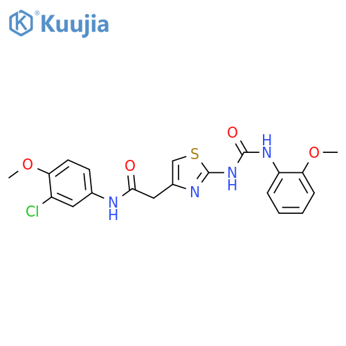 N-(3-chloro-4-methoxyphenyl)-2-(2-{(2-methoxyphenyl)carbamoylamino}-1,3-thiazol-4-yl)acetamide structure