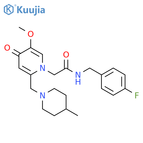 N-(4-fluorophenyl)methyl-2-{5-methoxy-2-(4-methylpiperidin-1-yl)methyl-4-oxo-1,4-dihydropyridin-1-yl}acetamide structure