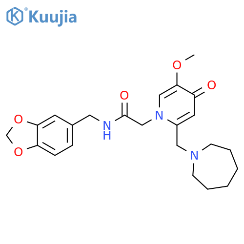 2-{2-(azepan-1-yl)methyl-5-methoxy-4-oxo-1,4-dihydropyridin-1-yl}-N-(2H-1,3-benzodioxol-5-yl)methylacetamide structure