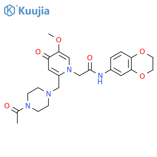 2-(2-((4-acetylpiperazin-1-yl)methyl)-5-methoxy-4-oxopyridin-1(4H)-yl)-N-(2,3-dihydrobenzo[b][1,4]dioxin-6-yl)acetamide structure
