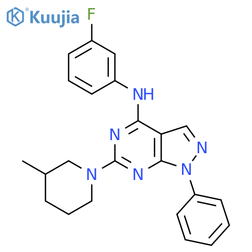 N-(3-fluorophenyl)-6-(3-methylpiperidin-1-yl)-1-phenyl-1H-pyrazolo3,4-dpyrimidin-4-amine structure