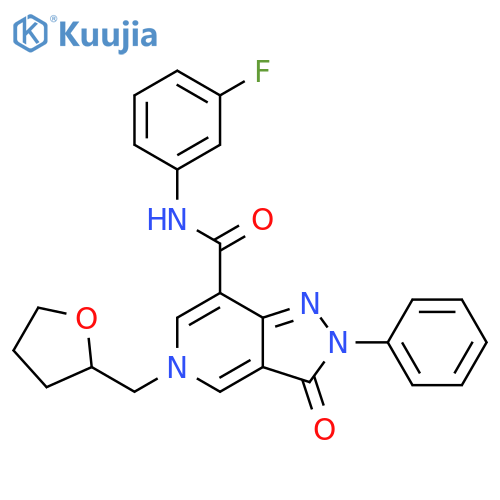 N-(3-fluorophenyl)-3-oxo-5-(oxolan-2-yl)methyl-2-phenyl-2H,3H,5H-pyrazolo4,3-cpyridine-7-carboxamide structure