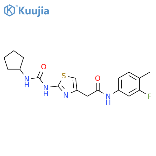 2-{2-(cyclopentylcarbamoyl)amino-1,3-thiazol-4-yl}-N-(3-fluoro-4-methylphenyl)acetamide structure