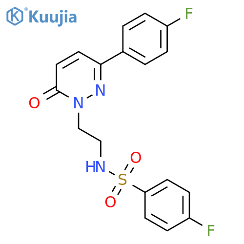 4-fluoro-N-{2-3-(4-fluorophenyl)-6-oxo-1,6-dihydropyridazin-1-ylethyl}benzene-1-sulfonamide structure