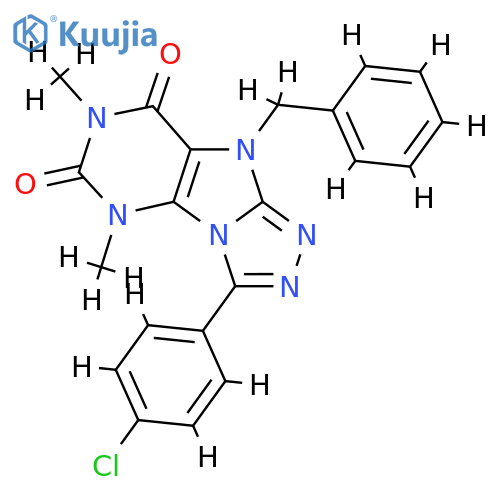 9-benzyl-3-(4-chlorophenyl)-5,7-dimethyl-5H,6H,7H,8H,9H-1,2,4triazolo3,4-hpurine-6,8-dione structure