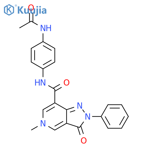 N-(4-acetamidophenyl)-5-methyl-3-oxo-2-phenyl-2H,3H,5H-pyrazolo4,3-cpyridine-7-carboxamide structure