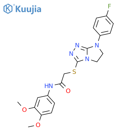 N-(3,4-dimethoxyphenyl)-2-{7-(4-fluorophenyl)-5H,6H,7H-imidazo2,1-c1,2,4triazol-3-ylsulfanyl}acetamide structure