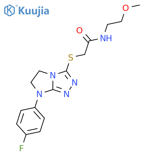 2-{7-(4-fluorophenyl)-5H,6H,7H-imidazo2,1-c1,2,4triazol-3-ylsulfanyl}-N-(2-methoxyethyl)acetamide structure