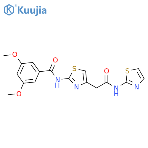 3,5-dimethoxy-N-(4-{(1,3-thiazol-2-yl)carbamoylmethyl}-1,3-thiazol-2-yl)benzamide structure