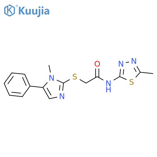 N-(5-methyl-1,3,4-thiadiazol-2-yl)-2-(1-methyl-5-phenyl-1H-imidazol-2-yl)sulfanylacetamide structure