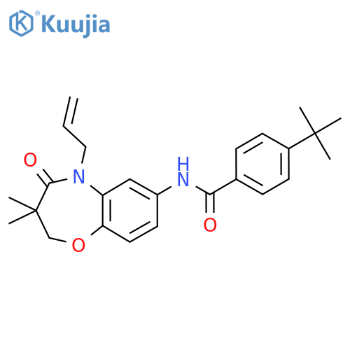 4-tert-butyl-N-3,3-dimethyl-4-oxo-5-(prop-2-en-1-yl)-2,3,4,5-tetrahydro-1,5-benzoxazepin-7-ylbenzamide structure