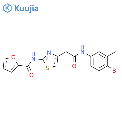 N-(4-{(4-bromo-3-methylphenyl)carbamoylmethyl}-1,3-thiazol-2-yl)furan-2-carboxamide structure