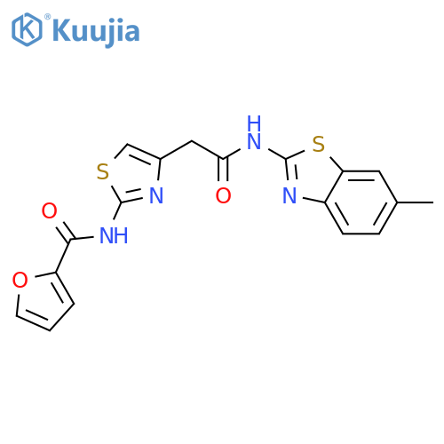N-(4-{(6-methyl-1,3-benzothiazol-2-yl)carbamoylmethyl}-1,3-thiazol-2-yl)furan-2-carboxamide structure
