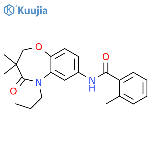 N-(3,3-dimethyl-4-oxo-5-propyl-2,3,4,5-tetrahydro-1,5-benzoxazepin-7-yl)-2-methylbenzamide structure
