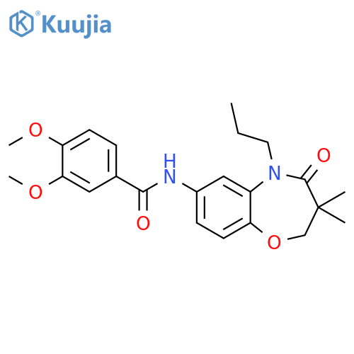 N-(3,3-dimethyl-4-oxo-5-propyl-2,3,4,5-tetrahydro-1,5-benzoxazepin-7-yl)-3,4-dimethoxybenzamide structure