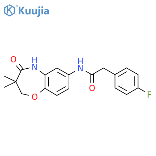 N-(3,3-dimethyl-4-oxo-2,3,4,5-tetrahydro-1,5-benzoxazepin-7-yl)-2-(4-fluorophenyl)acetamide structure