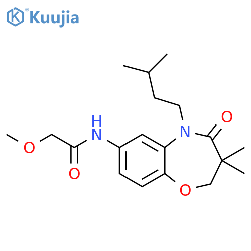 N-3,3-dimethyl-5-(3-methylbutyl)-4-oxo-2,3,4,5-tetrahydro-1,5-benzoxazepin-7-yl-2-methoxyacetamide structure