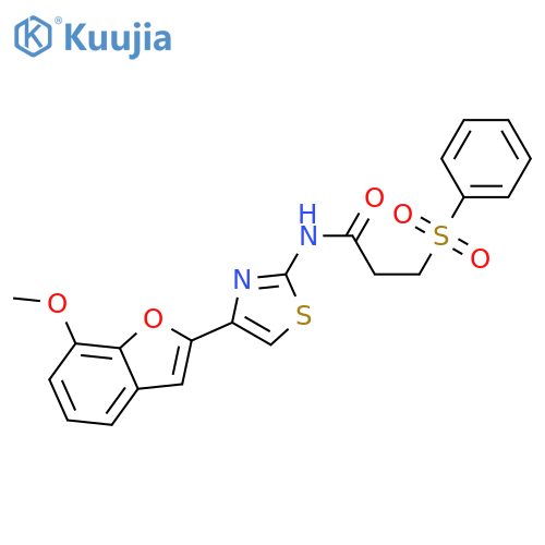 3-(benzenesulfonyl)-N-4-(7-methoxy-1-benzofuran-2-yl)-1,3-thiazol-2-ylpropanamide structure