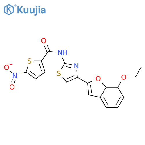 N-4-(7-ethoxy-1-benzofuran-2-yl)-1,3-thiazol-2-yl-5-nitrothiophene-2-carboxamide structure