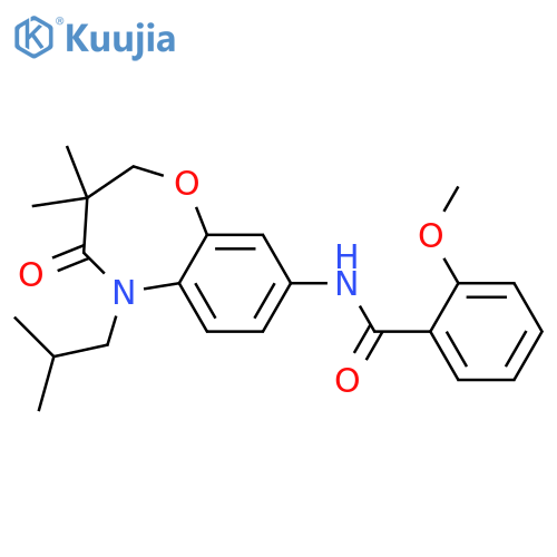 N-3,3-dimethyl-5-(2-methylpropyl)-4-oxo-2,3,4,5-tetrahydro-1,5-benzoxazepin-8-yl-2-methoxybenzamide structure