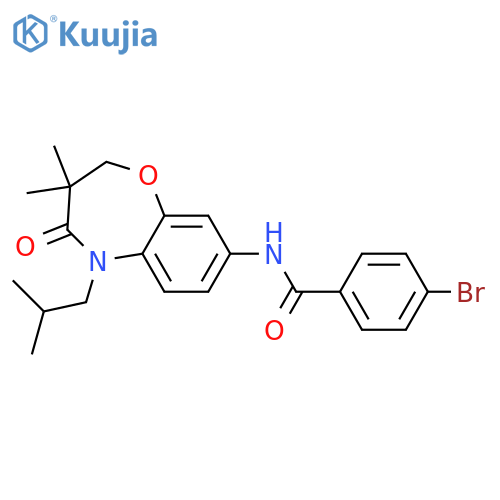 4-bromo-N-3,3-dimethyl-5-(2-methylpropyl)-4-oxo-2,3,4,5-tetrahydro-1,5-benzoxazepin-8-ylbenzamide structure