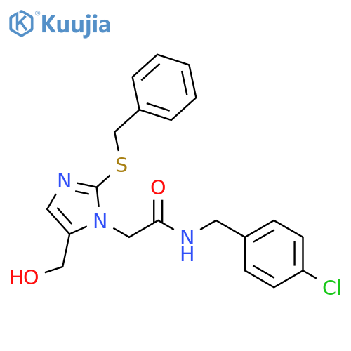 2-2-(benzylsulfanyl)-5-(hydroxymethyl)-1H-imidazol-1-yl-N-(4-chlorophenyl)methylacetamide structure