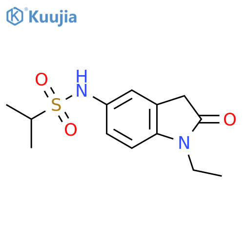 N-(1-ethyl-2-oxo-2,3-dihydro-1H-indol-5-yl)propane-2-sulfonamide structure