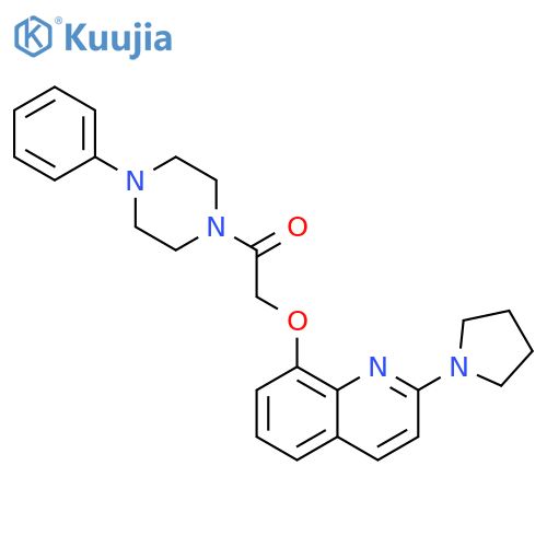 1-(4-phenylpiperazin-1-yl)-2-{2-(pyrrolidin-1-yl)quinolin-8-yloxy}ethan-1-one structure