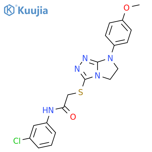 N-(3-chlorophenyl)-2-{7-(4-methoxyphenyl)-5H,6H,7H-imidazo2,1-c1,2,4triazol-3-ylsulfanyl}acetamide structure