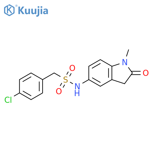 1-(4-chlorophenyl)-N-(1-methyl-2-oxo-2,3-dihydro-1H-indol-5-yl)methanesulfonamide structure
