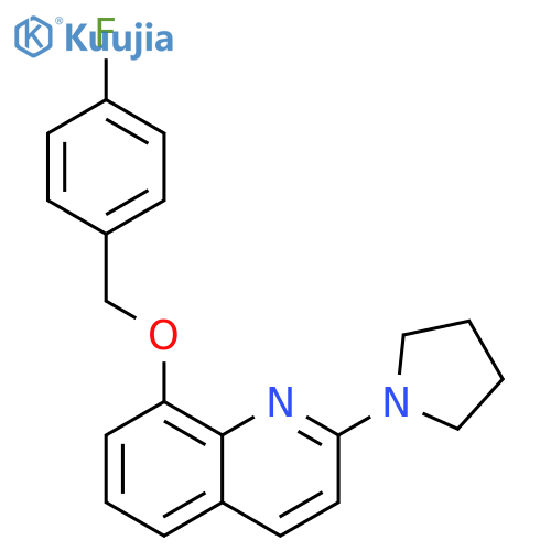 8-(4-fluorophenyl)methoxy-2-(pyrrolidin-1-yl)quinoline structure