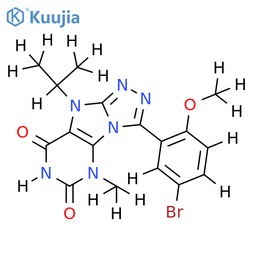 3-(5-bromo-2-methoxyphenyl)-5-methyl-9-(propan-2-yl)-5H,6H,7H,8H,9H-1,2,4triazolo3,4-hpurine-6,8-dione structure