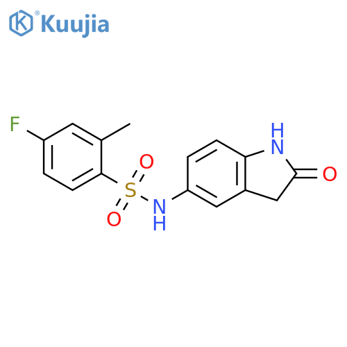4-fluoro-2-methyl-N-(2-oxo-2,3-dihydro-1H-indol-5-yl)benzene-1-sulfonamide structure