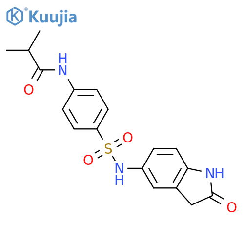 2-methyl-N-{4-(2-oxo-2,3-dihydro-1H-indol-5-yl)sulfamoylphenyl}propanamide structure